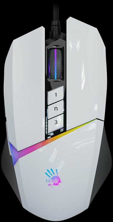 A4tech Bloody Pelė W60 Max aktyvuota, apšviesta žaidimų pelė, 12000 DPI, USB, balta