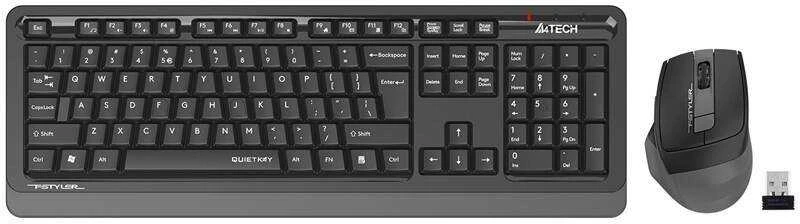 Klaviatūra A4tech FGS1035Q, belaidė biuro klaviatūros ir pelės rinkinys, pilka