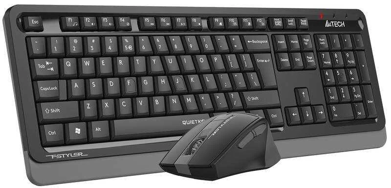 Klaviatūra A4tech FGS1035Q, belaidė biuro klaviatūros ir pelės rinkinys, pilka