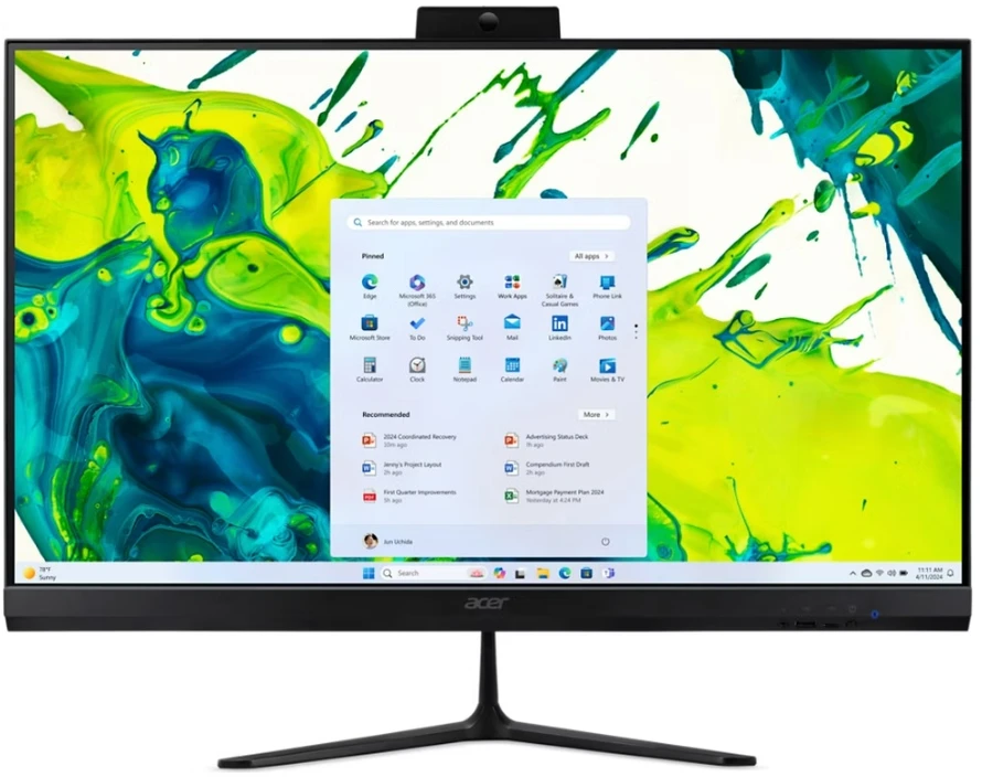 Stacionarus kompiuteris ACER PC AiO Aspire C27-2G_LUBR75825U_65W ,Ryzen 7 5825U,8GB,512GB SSD,Vega 8 Graphics,W11,Juodas