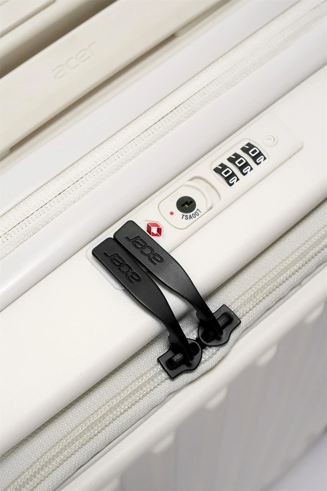 „Acer“ kelioninis lagaminas „Barcelona“ 20", 40–45 l, TSA kodinė spyna, kišenė nešiojamam kompiuteriui ir planšetiniam kompiuteriui, baltas