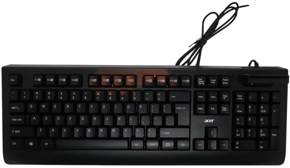 ACER laidinis išmaniųjų kortelių skaitytuvas Klaviatūra, laidinė, USB 2.0, išmaniųjų kortelių skaitytuvas, juoda, membraninis jungiklis, CZ/SK išdėstymas