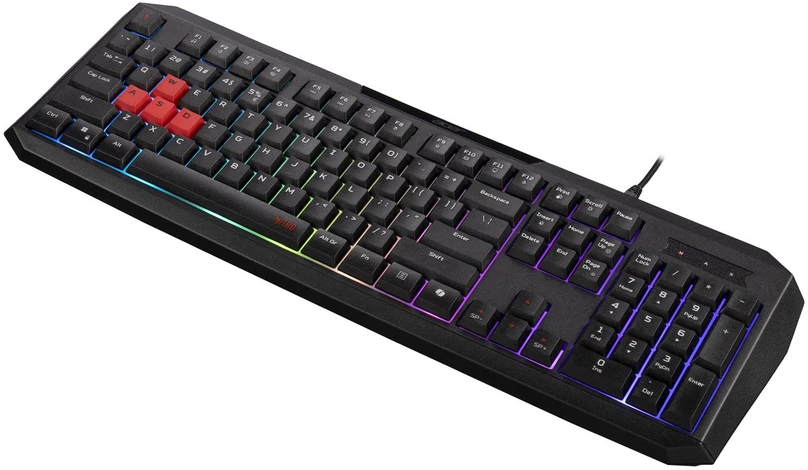 „ACER Nitro Klaviatūra žaidimams 100“ su membraniniu jungikliu, 26 klavišais su apsauga nuo šešėliavimo, 3 milijonų klavišų paspaudimų gyvavimo trukmė, 7 RGB foninio apšvietimo zonos