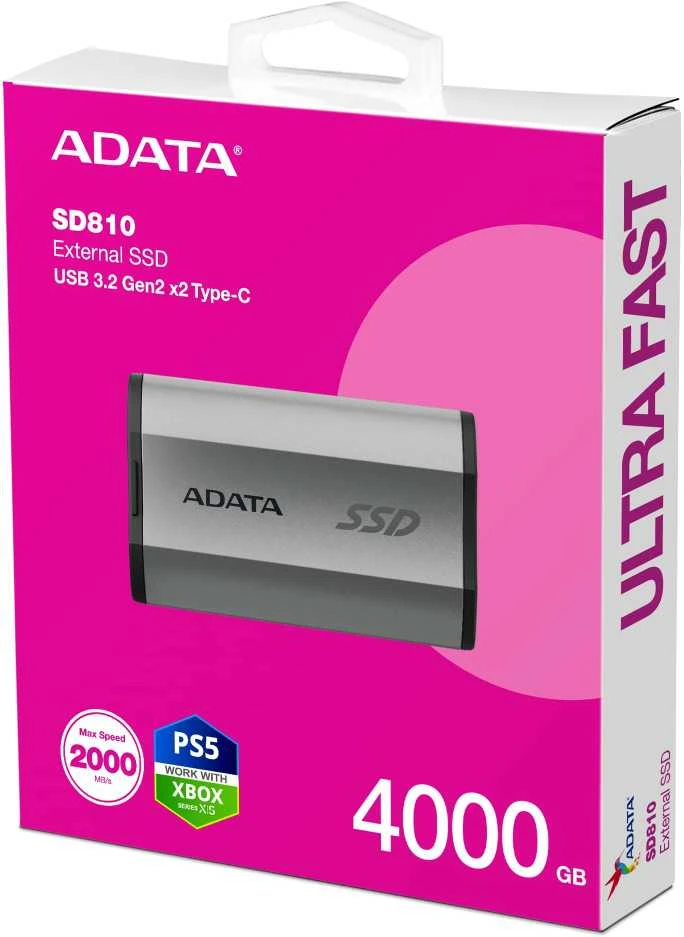 Išorinis Kietasis Diskas - Adata SD 810 4TB Sidabrinis