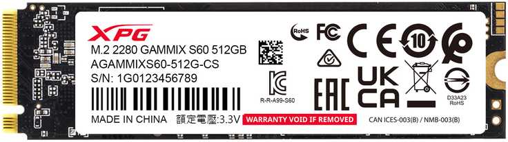 Adata XPG Gammix S60 Blade M.2 NVMe PCIe4x4 512GB