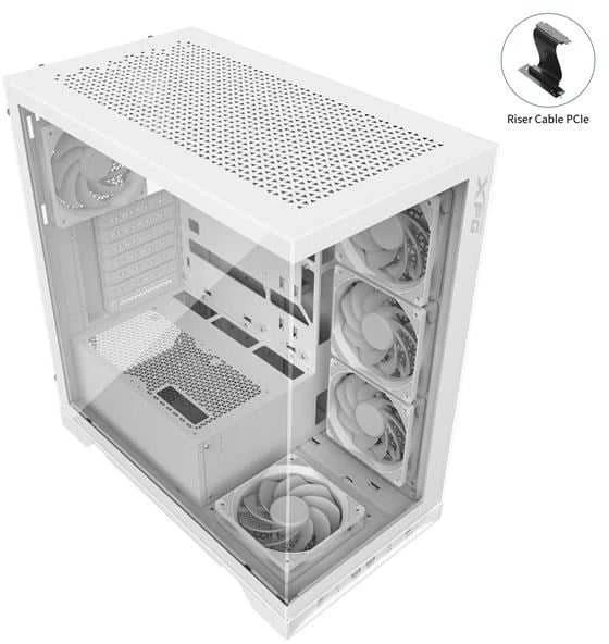 ADATA XPG dėklas INVADER X Mid-Tower, be maitinimo šaltinio, 5x 120 mm ventiliatorius, baltas