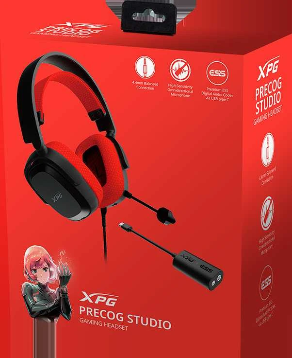ADATA XPG žaidimų ausinės PRECOG STUDIO, laidinės, 4,4 mm lizdas, USB, USB-C, juodos