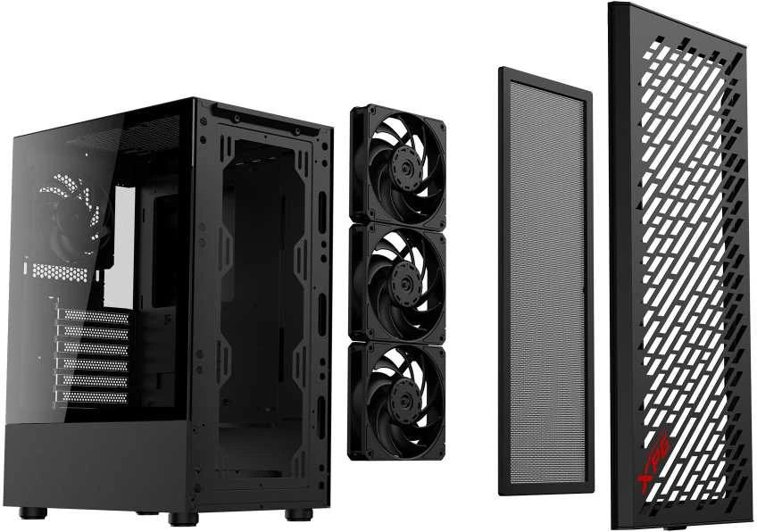 ADATA XPG Valor Air ATX Midi Tower juodas Glas 4x120mm