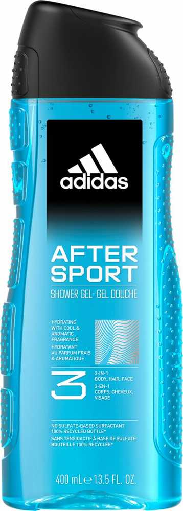 "Adidas After Sport" kūno plaukų veido 3 in 1 dušo želė 400ml
