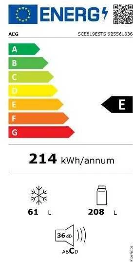 Įmontuojamas šaldytuvas su šaldikliu AEG SCE819E5TS
