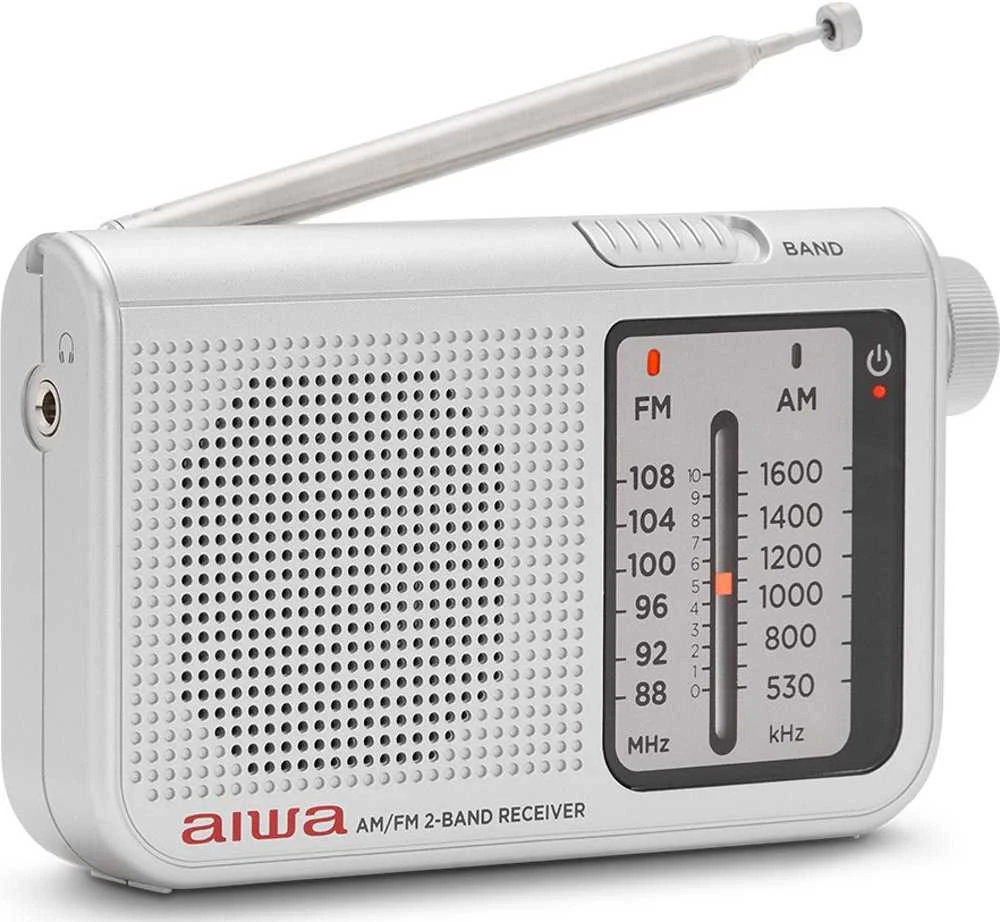 Aiwa Radijo imtuvas FM/AM su 3.5mm lizdu, sidabro spalvos