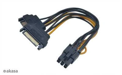 Akasa 2x 15-Pin-SATA to 1x 6-Pin-PCIe Adapteris