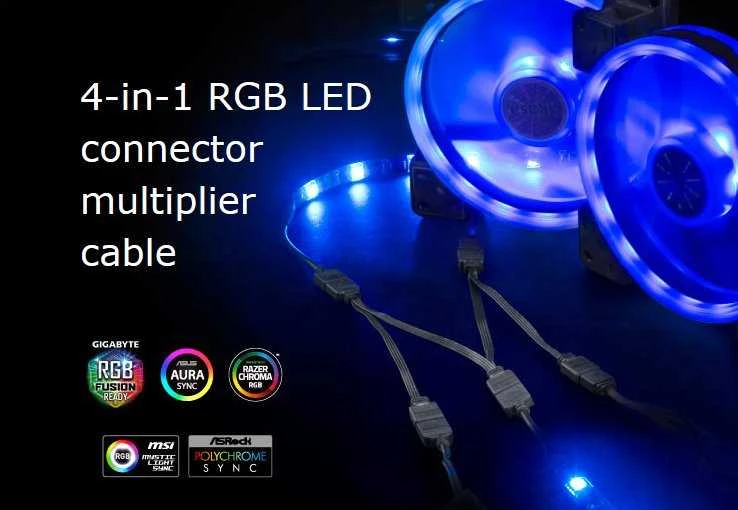 Akasa 4-in-1 RGB skirstytuvo kabelis - 40 cm
