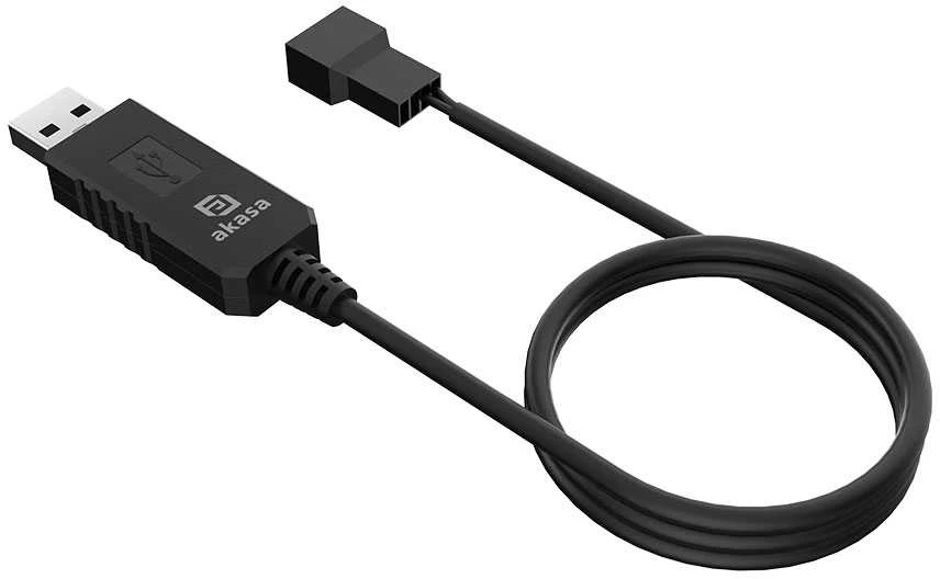 Akasa 5V zu 12V DC Step-Up Voltage Konverter Kabelis – USB zu 3-Pin & 4-Pin, 60cm