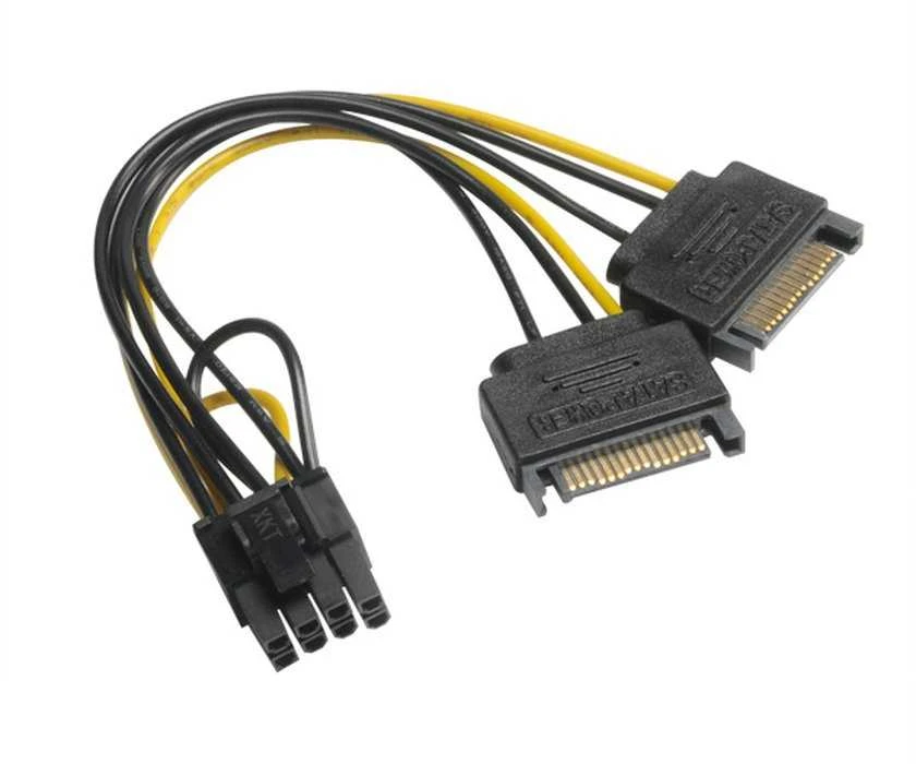 Akasa 2x 15-Pin-SATA to 1x 6+2-Pin-PCIe Adapteris