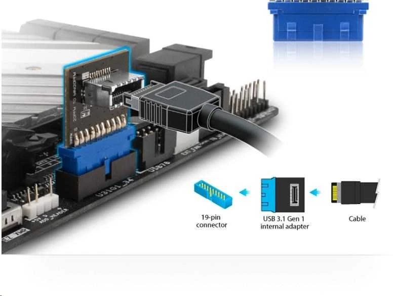 Akasa USB 3.0 to USB 3.1 20-pin Adapteris