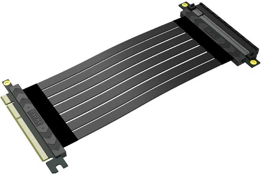Akasa Riser Juodas X2 Mark IV, Premium PCIe 4.0 x16 stovo kabelis, 20 cm - juodas