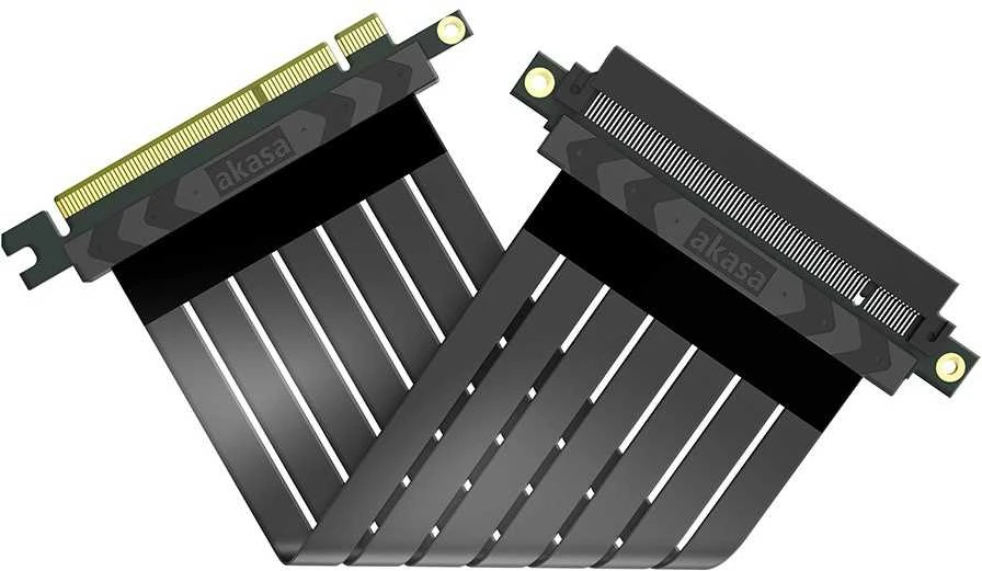 Akasa Riser Juodas X2 Mark IV, Premium PCIe 4.0 x16 stovo kabelis, 20 cm - juodas