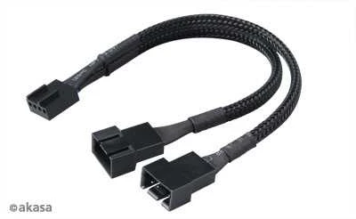 Kabelis AKASA 4-pin PWM, 0.1m, juodas / AK-0022