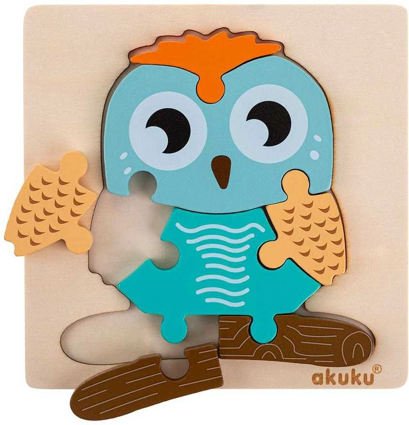 Akuku kūdikių medinė, edukacinė dėlionė OWL, A0601