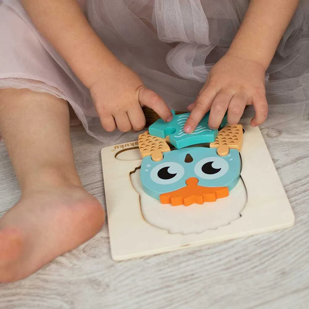 Akuku kūdikių medinė, edukacinė dėlionė OWL, A0601