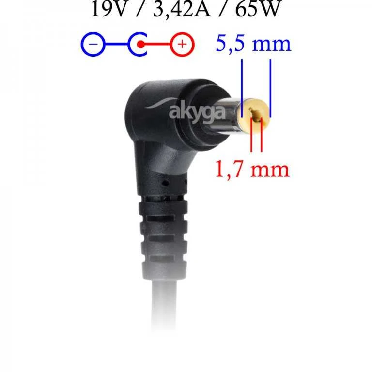 Nešiojamojo kompiuterio pakrovėjas Akyga AK-ND-06 (19V / 3.42A 65W 5.5 x 1.7mm) ACER 1.2m