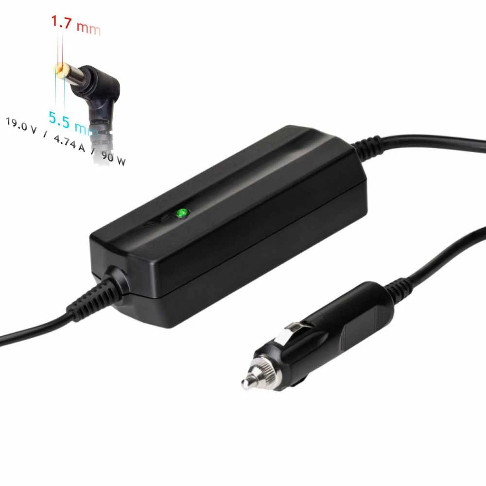 Automobilinis nešiojamojo kompiuterio pakrovėjas Akyga AK-ND-43 (19V / 4.74A 90W 5.5 x 1.7mm) ACER 1.2m