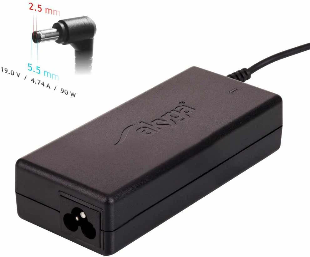 Nešiojamojo kompiuterio pakrovėjas Akyga AK-ND-10 (19V / 4.74A 90W 5.5 x 2.5mm) ASUS / TOSHIBA / LENOVO 1.2m