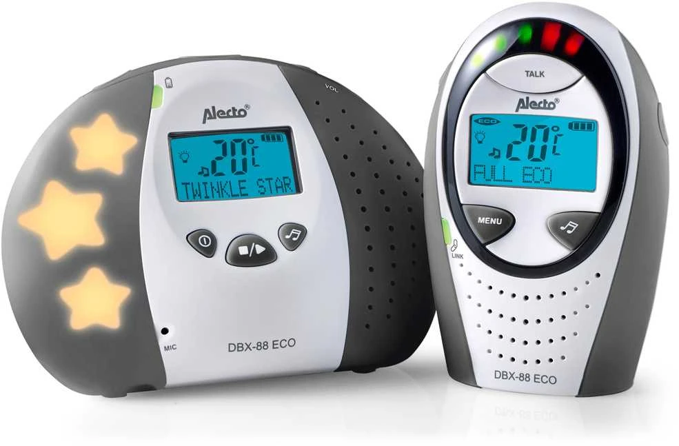 „Alecto DBX-88 LIMITED“ – skaitmeninis kūdikių monitorius su ekranu, balta/antracito spalvos