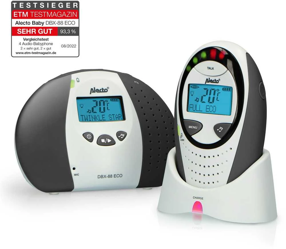 „Alecto DBX-88 LIMITED“ – skaitmeninis kūdikių monitorius su ekranu, balta/antracito spalvos