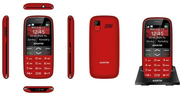 ALIGATOR A770 Senior raudonas + stacionarus įkroviklis