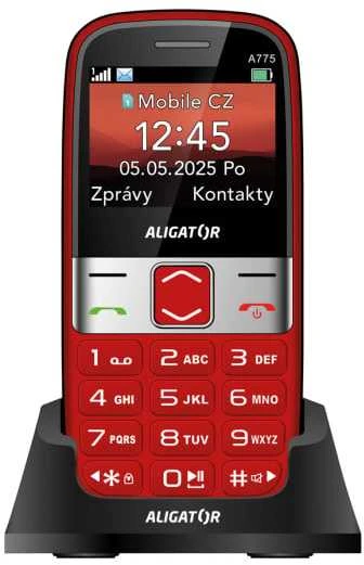 ALIGATOR A775 Senior raudonas + stacionarus įkroviklis