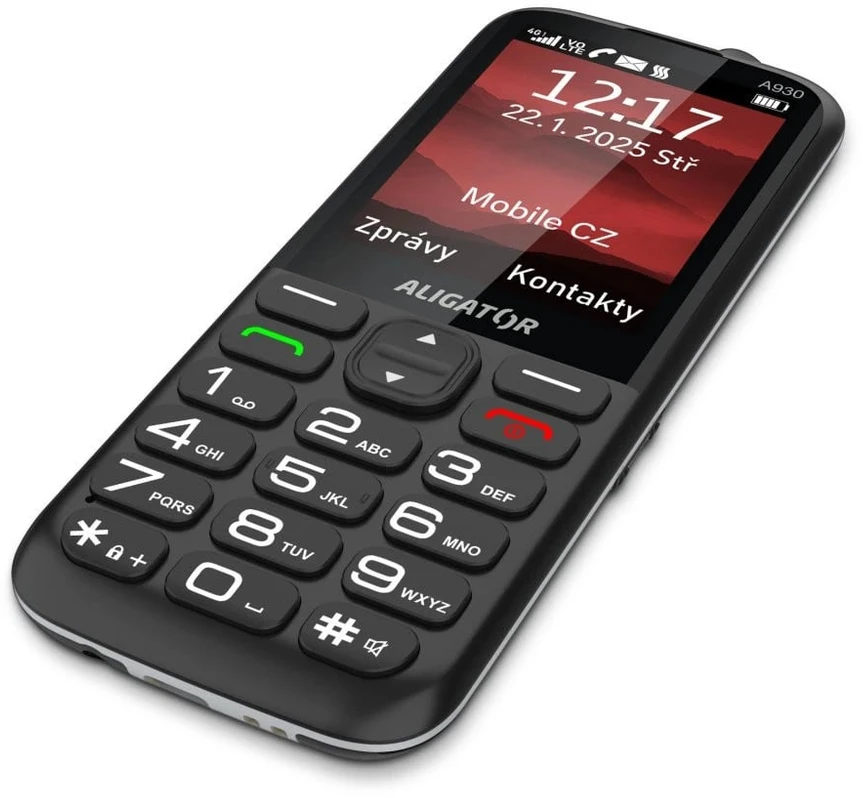 ALIGATOR A930 GPS 4G Senior juodas + įkrovimo stovas