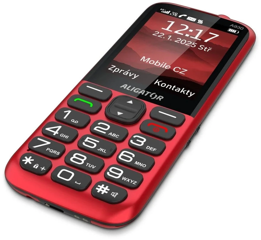ALIGATOR A930 GPS 4G senjorams, raudonas + įkrovimo stovas