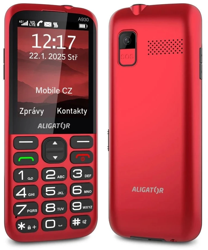 ALIGATOR A930 GPS 4G senjorams, raudonas + įkrovimo stovas