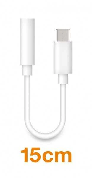 Baltas USB-C į 3.5mm audio adapteris, 15cm ilgio