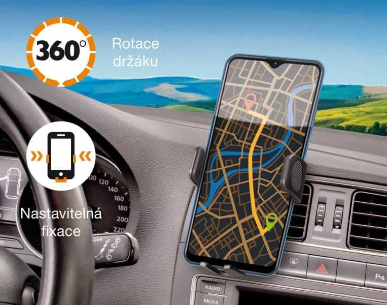 Aligator automobilio laikiklis su reguliuojamu tvirtinimu HA20 Multi ventiliacijos grotelėms