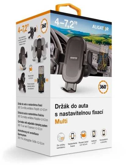 Aligator automobilio laikiklis su reguliuojamu tvirtinimu HA20 Multi ventiliacijos grotelėms