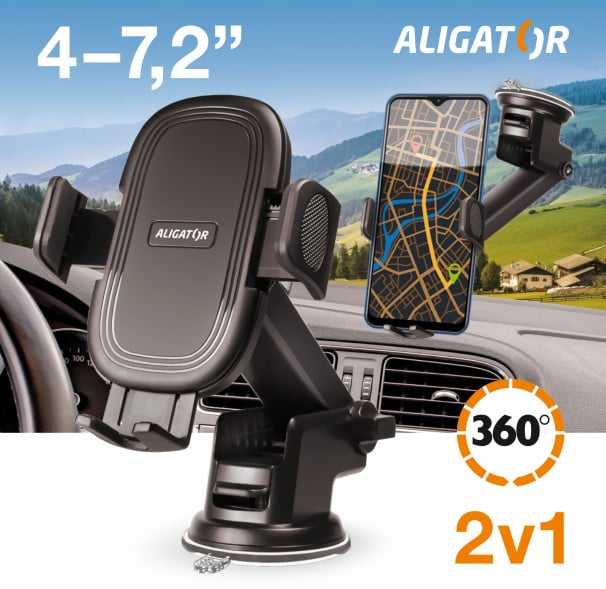 „Aligator“ automobilio laikiklis su ištraukiama rankena HA21 Multi, skirtas priekiniam stiklui ir prietaisų skydeliui