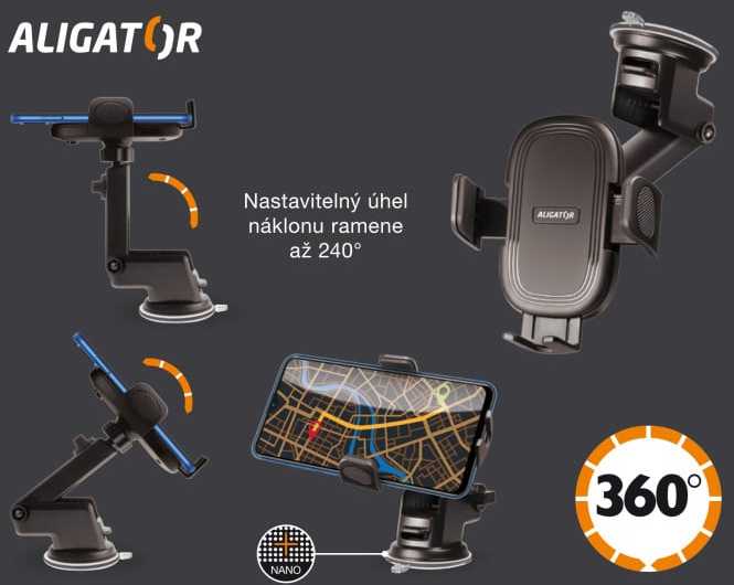„Aligator“ automobilio laikiklis su ištraukiama rankena HA21 Multi, skirtas priekiniam stiklui ir prietaisų skydeliui