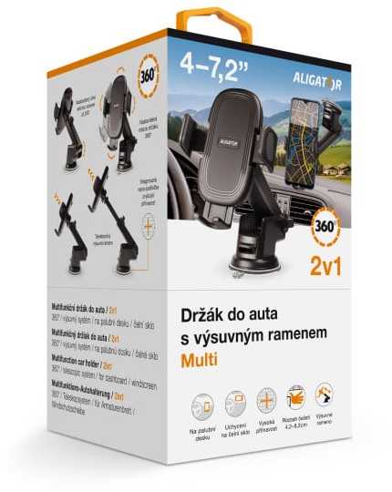 „Aligator“ automobilio laikiklis su ištraukiama rankena HA21 Multi, skirtas priekiniam stiklui ir prietaisų skydeliui