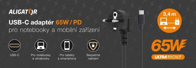 Aligator Alligator Smart USB-C Power Delivery Adapteris 65W, 5-20V