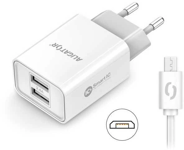 Aligator Smart tinklo įkroviklis 2.4A baltas