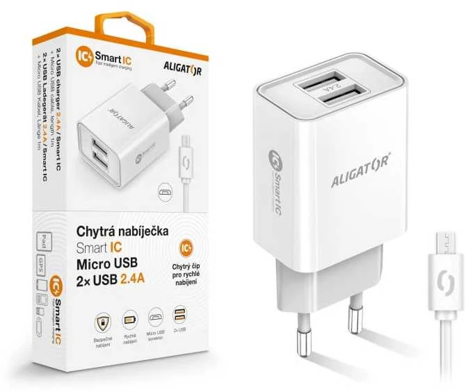 Aligator Smart tinklo įkroviklis 2.4A baltas
