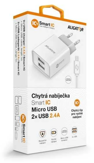 Aligator Smart tinklo įkroviklis 2.4A baltas