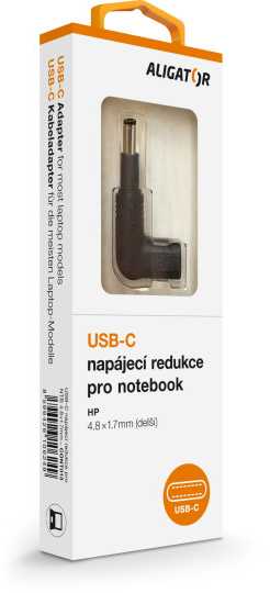 „Aligator“ USB-C maitinimo adapteris, 4,8 x 1,7 mm (prailgintas), skirtas „Asus“ / „Compaq“ / „HP“ nešiojamiesiems kompiuteriams