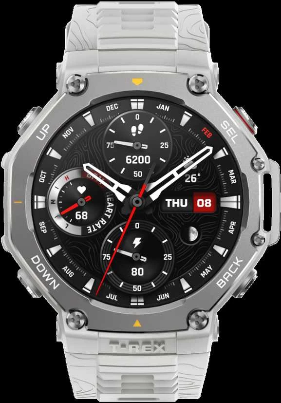 Išmanusis laikrodis Amazfit T-Rex 3, Nerudijančio plieno korpusas su pilkos spalvos silikoniniu dirželiu