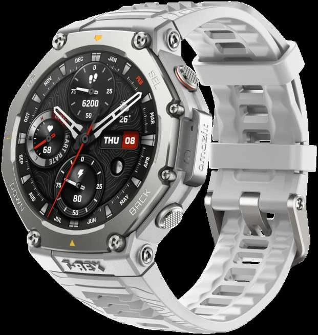 Išmanusis laikrodis Amazfit T-Rex 3, Nerudijančio plieno korpusas su pilkos spalvos silikoniniu dirželiu