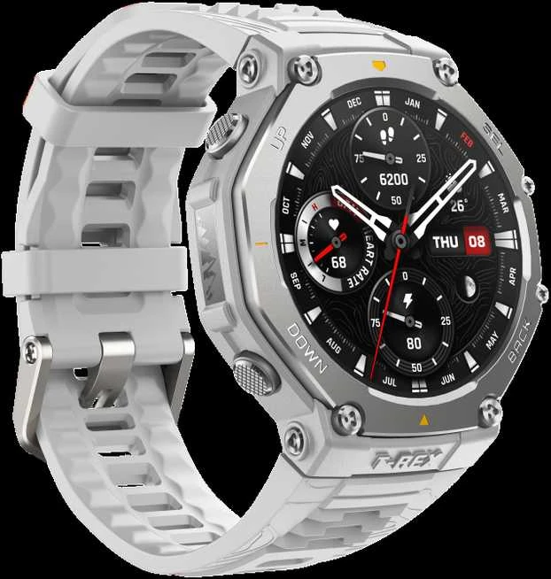 Išmanusis laikrodis Amazfit T-Rex 3, Nerudijančio plieno korpusas su pilkos spalvos silikoniniu dirželiu