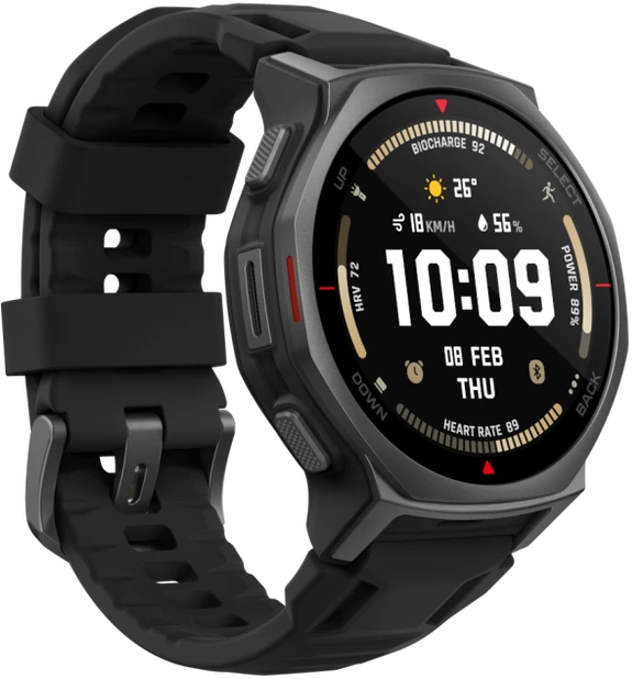 Išmanusis laikrodis „Amazfit T-Rex 3 Pro NFC“, 44 mm su silikoniniu dirželiu, taktinis juodas